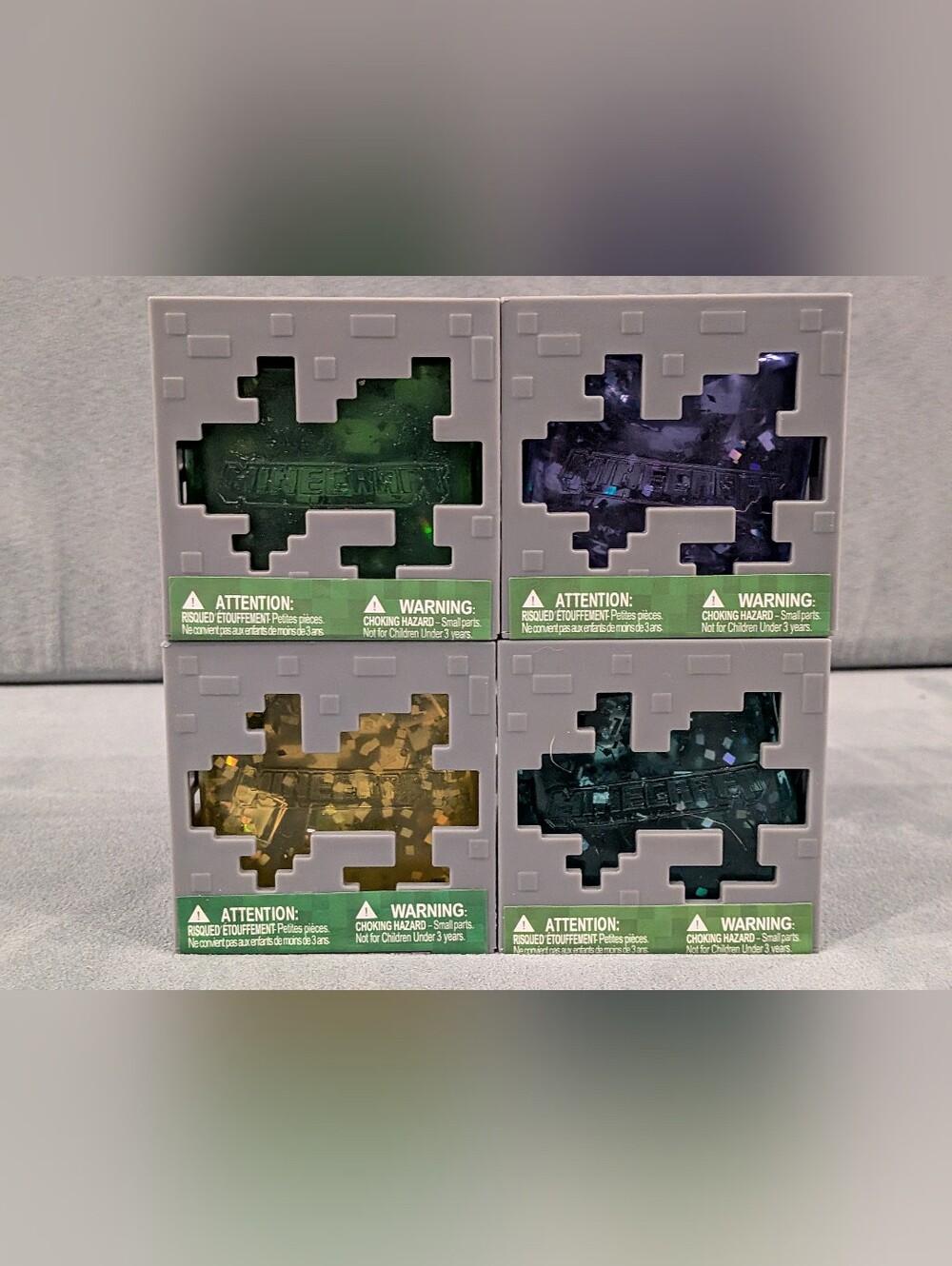 Minecraft Jelly Cubes, Squish Squeezable Stress Reliever Novelty Fidget Toy X4